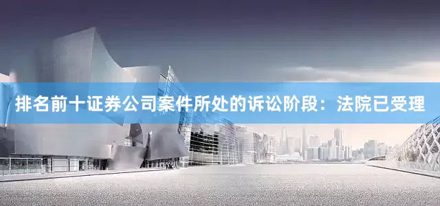 排名前十证券公司案件所处的诉讼阶段：法院已受理